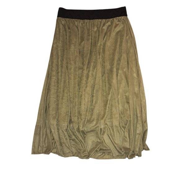 LuLaRoe Olive Midi Skirt with Black Waistband - Picture 1 of 8
